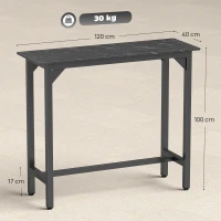 HOMCOM Rectangular Bar Table, Marble Effect Pub Coffee Table for Small Space, Breakfast Dining, Black Marble Effect(m-3)