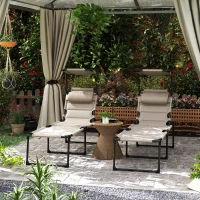 Outsunny Set de 2 șezlonguri pliabile confort sporit spătar parasolar reglabile multi-poziții, kaki(m-2)