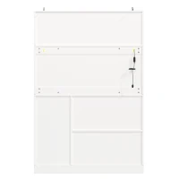 Modern Sideboard with App-Controlled LED, Snack Rack and Drink Holders, Spacious Buffet with Anti-Tip Fixings, 120L x 40W x 188H cm, White(m-15)