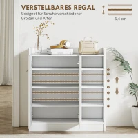 HOMCOM Schuhschrank Schuhkommode Schuhregal, 4 Regale. 1 Schrank, 83 cm x 30  cm x 90 cm, Weiß(m-5)