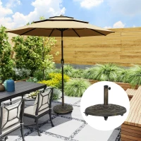 Outsunny Base para Guarda-sol em Resina de 20 kg Redonda com Rodas e Travões, Bronze(m-2)
