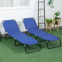 Outsunny Set de 2 șezlonguri pliante pentru grădină cu spătar reglabil în 5 poziții până la 120kg(m-9)