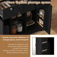 Versatile Kitchen Island with 3 Drawers and 2‑Door Cupboards, Practical Trolley with Extendable Worktop, 132L x 70W x 87H cm, Natural+Black(m-7)