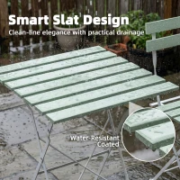 Outsunny Outdoor Bistro Set Folding Patio Furniture Set with 2 Chairs Table for 2 People White and Green(m-7)