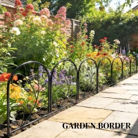Outsunny Recinzione da Giardino in Metallo 80x60 cm, Set Griglia Decorativa con Piede per Giardino e Aiuole, Nero(m-4)