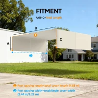 Outsunny Copertura per Gazebo Pergola 3x3 m in Poliestere con Tasche e Cinghie, 488x122 cm, Bianco Crema(m-3)