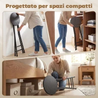 HOMCOM Set 2 Sgabelli Bar Pieghevoli con Doppio Poggiapiedi, in Legno e Acciaio, 34x30x70 cm, Nero(m-4)