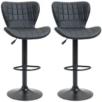 HOMCOM 2-er-Set Barhocker Retrodesign 47 cm x 51,5 cm x 89-109 cm Schwarz(m-1)