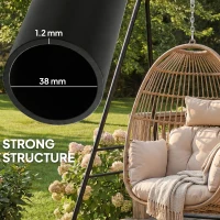 Outsunny Hammock Chair Stand Only, 150KG Load Capacity, for Indoor Outdoor, Black(m-5)
