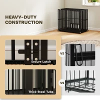 PawHut Heavy Duty Dog Crate, Dog Cage with Wheels for Medium Large Breeds, Metal Pet Kennel with Removable Tray(m-4)