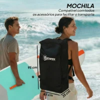 Outsunny Prancha Paddle Surf Insuflável SUP Extra Longa de 335 cm com Assento Remo Conversível Quilhas Bomba e Mochila Carga 180 kg(m-7)