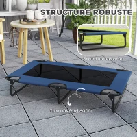 PawHut Lit surélevé pour chiens pliable rafraîchissant, lit de camp pour animaux en maille respirante 107x61x20cm bleu foncé(m-5)