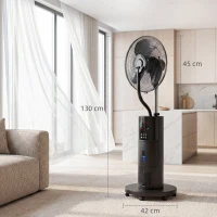 HOMCOM Ventilatore a piantana 4 in 1 con nebulizzazione e telecomando, Nero(m-3)