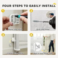 PawHut Traphek Deurhek Uitschuifbaar 0-140 cm met Eénhandige Bediening voor Baby's Huisdieren voor Trappen Deuren Wit(m-7)