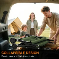 Outsunny 81L Festival Trolley on Wheels, Compact Garden Folding Trolley Cart with Adjustable Handle 80L Green(m-4)