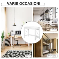 HOMCOM Scrivania porta PC dal Design Moderno e Minimal, in Legno e Acciaio, 105x50x76 cm, Bianco(m-5)