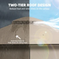 Outsunny Paviljoen 3,6x3 m Waterafstotend Stabiel Winterbestendig Tuinpaviljoen met Dubbel Dak, Muggennet, Zijpanelen en Afvoergaten(m-4)