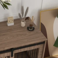 PawHut Hondenbench Hondenkooi, Afsluitbaar, Houtlook, Rustiek Ontwerp, 98 cm x 58 cm x 67 cm, Walnoot + Zwart(m-9)