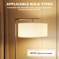 HOMCOM Floor Lamp, Modern Standing Lamp with Linen Lampshade, Round Base for Living Room, Bedroom, Dining Room, 153cm, Silver Tone(m-6)