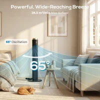 HOMCOM Tower Fan with WiFi App Control, Standing Floor Fan with 3 Speed 4 Modes, 12 Hour Timer and Night Light Black(m-5)