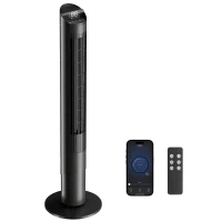 HOMCOM Tower Fan with WiFi App Control Standing Floor Cooling Fan Remote Control 101.8 cm Black(m-1)