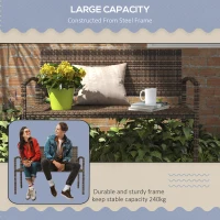 Outsunny All Weather Wicker Garden Loveseat, 2 Seater Poly Rattan Garden Bench, Outdoor Seating Bench Brown(m-7)