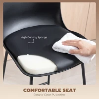 HOMCOM Modern Bar Stools Set of 2, PU Leather Barstools, Counter Height Kitchen Chairs for Breakfast Bars, Dining Room, Black(m-5)