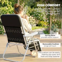 Outsunny Set of 2 Foldable Patio Sun Lounger with Adjustable Backrest and Cushion, Grey and White(m-5)