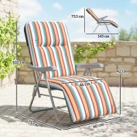Outsunny Set of 2 Foldable Patio Sun Lounger with Adjustable Backrest and Cushion, Multicoloured(m-3)