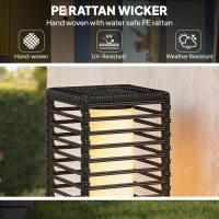 Outsunny Garden Rattan Lamp, 68 cm Solar Rattan Floor Lamp, Solar Garden Light with Auto On/Off LEDs, IP44 Waterproof, Black(m-6)