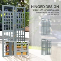 Outsunny 3-Panel Garden Privacy Screen, Freestanding Foldable Wooden Outdoor Divider/Trellis, Decorative Privacy Screen, Grey(m-5)