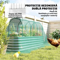 Outsunny Strat Înălțat de Grădină cu Seră și Jardinieră(m-5)