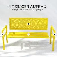 Outsunny Gartenbank 2-Sitzer Metall wetterfest Outdoor Sitzbank mit rostbeständiger Rückenlehne, Geometrisch bis 240 kg(m-7)