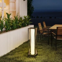 Outsunny Rattan Solar Garden Lights, Auto On/Off LED Floor Lamp, Sand Brown(m-8)