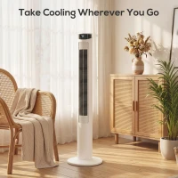 HOMCOM Tower Fan with WiFi Control Standing Floor Fan with Remote Control 116 cm White(m-8)