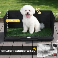 PawHut Hondentoilet 75 x 51 cm Hondentoilet met Kunstgras, Puppytoilet met Hoge Wanden, Uittrekbare Lade en Drainage Zwart(m-4)