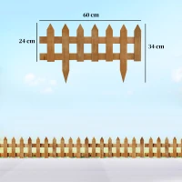 Outsunny Pack of 12 Wooden Border Fences, Garden Fixed Picket Fence for Lawn Edging, Flowerbed, 60L x 1D x 34H cm, Brown(m-3)