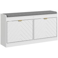 HOMCOM Panca porta scarpe, panca portaoggetti, asse seduta imbottita, cassetto ribaltabile, 106 x 24 x 52,5 cm, bianco
