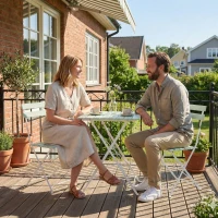 Outsunny Outdoor Bistro Set Folding Patio Furniture Set with 2 Chairs Table for 2 People White and Green(m-8)