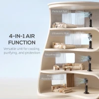 HOMCOM 4-w-1 Wentylator stojący z chłodzeniem wodnym, oczyszczacz powietrza, ochrona przed komarami, 9-godzinny timer, 3 tryby, pilot, czarny(m-4)