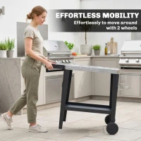 Outsunny Keukenwagen met Wielen Serveerwagen met Haken, Keukenrol- & Handdoekhouder, Roestvrij Staal, 115 x 67,5 x 80,5 cm Zwart(m-7)