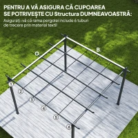 Outsunny Copertină pentru Pergolă cu 10 Orificii de Drenaj, Tavan de Rezervă în Poliester Respirabil, Doar Acoperire, 288x298 cm, UV30+, pentru Pergola Grădină 3x3m, Gri Închis(m-4)