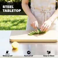 Outsunny Grillwagen met 5 niveaus, roestvrijstalen werkblad, verstelbare planken, lade, wielen, kruidenrek en handdoekhouder(m-4)