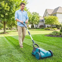 Outsunny 18V Cordless Lawnmower with 2 x 4Ah Batteries & Charger, Battery Lawn Mower with 21cm Cutting Width, 3 Cutting Heights(m-2)