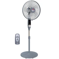 HOMCOM 16" Pedestal Standing Floor Fan, Oscillation Cooling Fan with Remote Control, Grey(m-10)