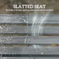 Outsunny Wooden Outdoor Bench, 2 Seater Garden Bench, Backless Patio Bench with Slatted Curved Seat, Grey Embossed Finish(m-6)