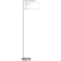 HOMCOM Floor Lamp, Modern Standing Lamp with Linen Lampshade, Round Base for Living Room, Bedroom, Dining Room, 153cm, Silver Tone(m-1)