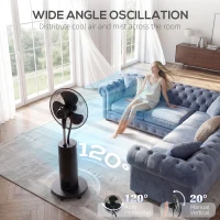HOMCOM 4-in-1 Staande Ventilator met Waternevel, Luchtreiniger, Muggenbescherming, 9-uur Timer, 3 Modi, Afstandsbediening, Zwart(m-5)