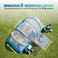 Outsunny Inflatable Tent 2 Bedroom 3000mm Waterproof Windproof Air Tent with Carry Bag for 2-4 Person(m-5)