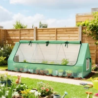 Outsunny Estufa de Jardim Mini Estufa 240x90x90 cm com Janelas de Malha e Estrutura de Aço para Cultivar Verduras e Flores Verde(m-2)